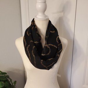 Elegant Lightweight Black & Gold Infinity Scarf